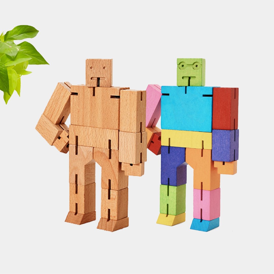 Cubebot 酷比人【经典中型】木制变形积木机器人益智疗愈儿童礼物 - 玩偶/公仔 - 木头 