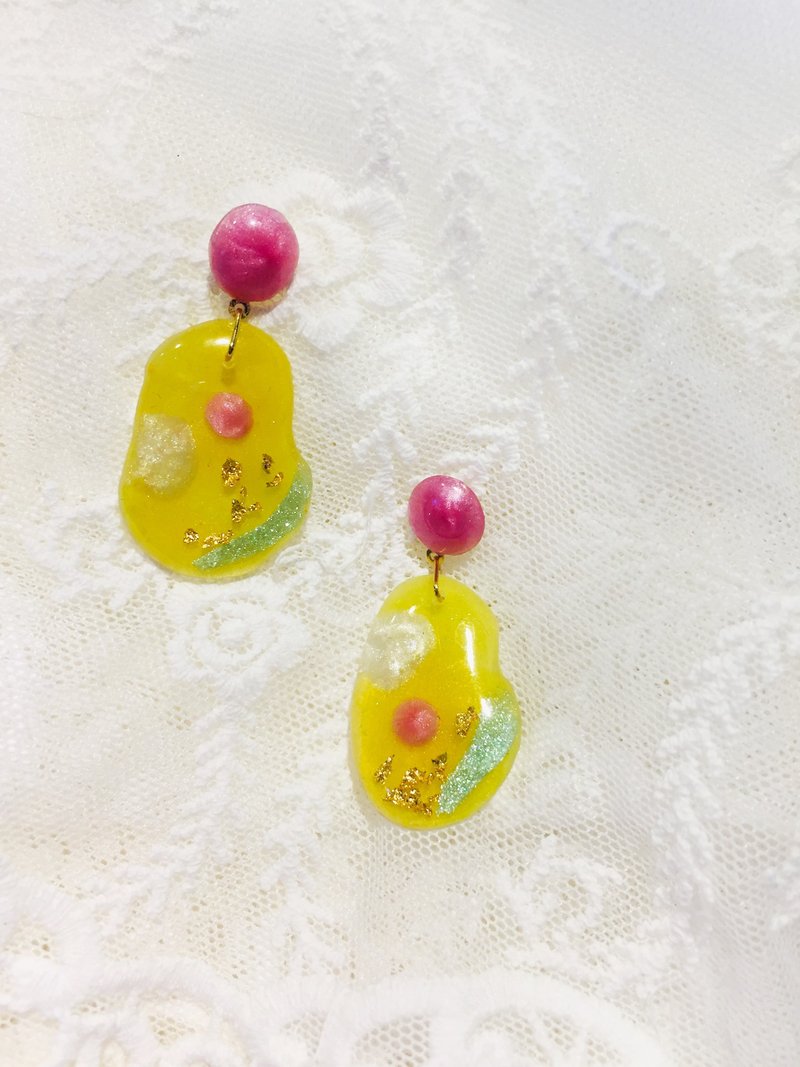 你好色彩系列-复古油画 耳饰\耳钉 - 耳环/耳夹 - 树脂 