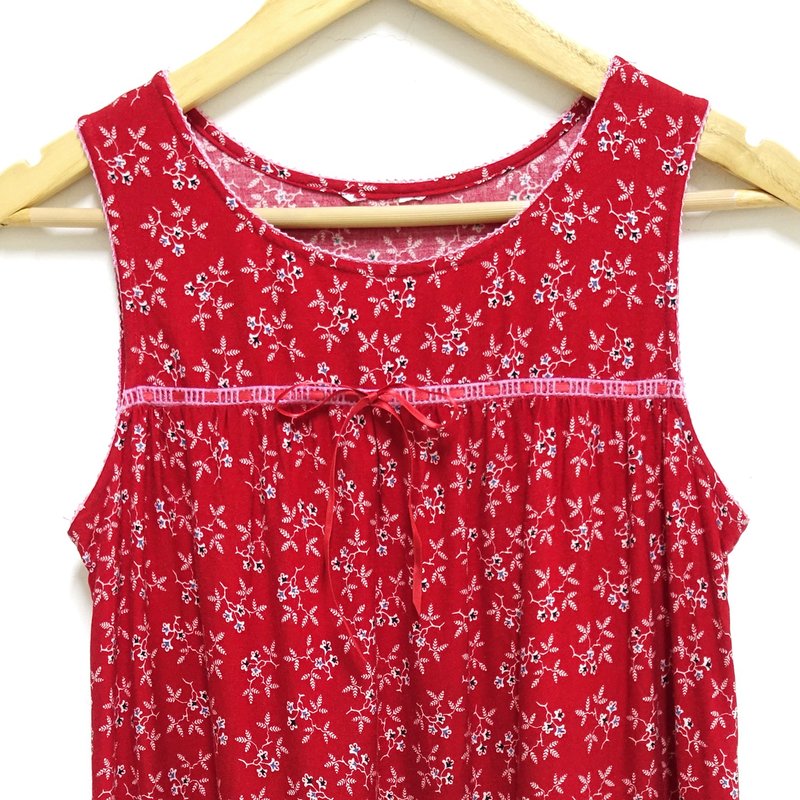 │Slowly│蜷川实花-古着绑带洋装│vintage.复古.文艺 - 洋装/连衣裙 - 聚酯纤维 红色