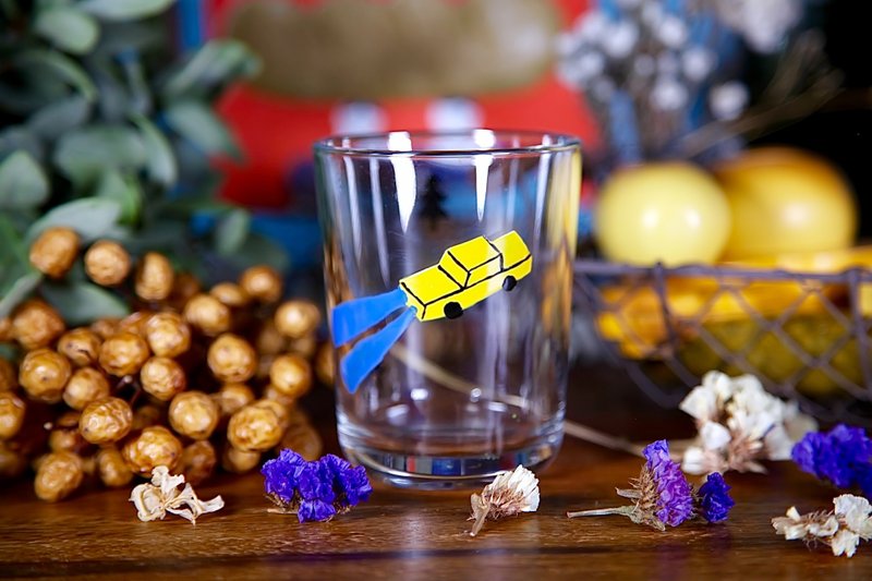 Night Car Glass Tea Cup 夜车 手绘 玻璃杯 - 茶具/茶杯 - 玻璃 