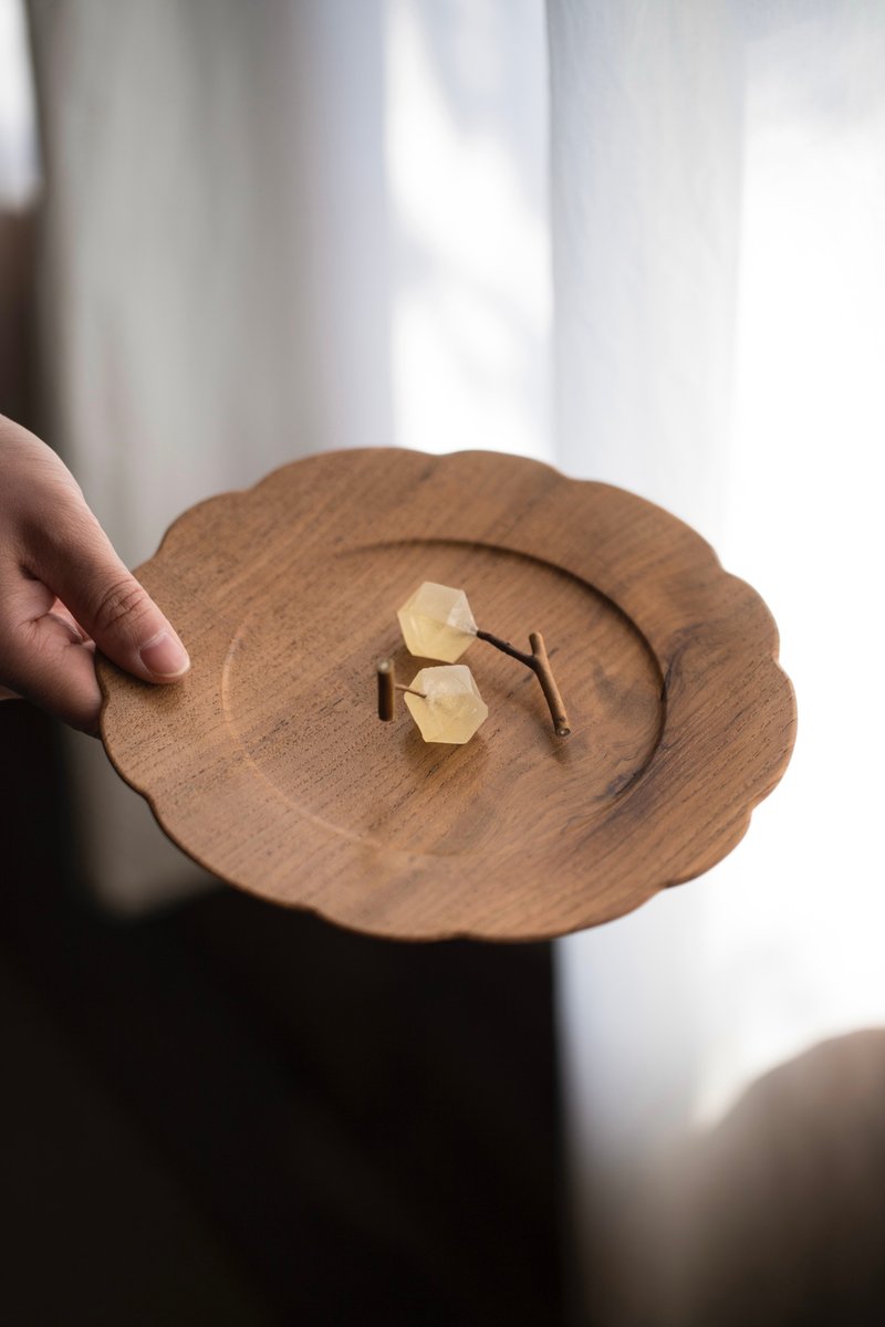 含葩丸盆 面包盘 茶盘 缅甸柚木原木 - 盘子/餐盘/盘架 - 木头 