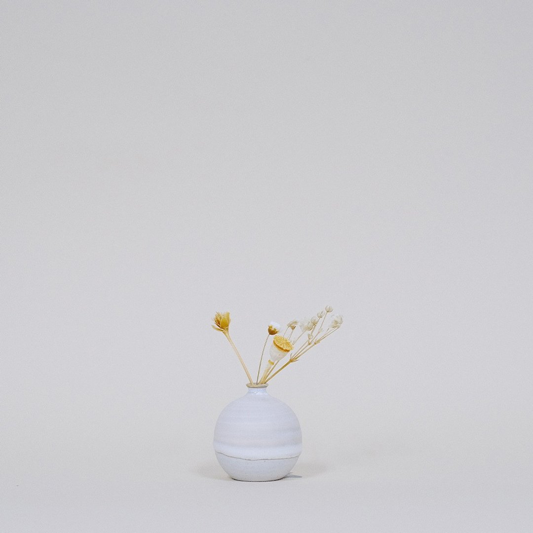 手工陶瓷迷你花器 - 雪花白 - 花瓶/陶器 - 瓷 白色