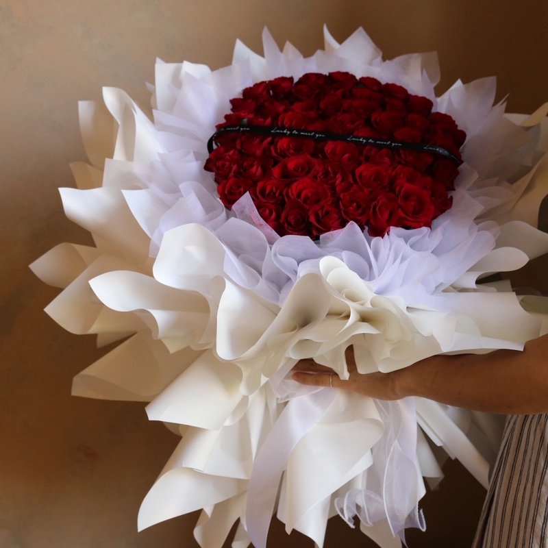 【遇见恒久】52朵鲜花玫瑰花束 限门市自取 需提前订制 鲜花 - 干燥花/捧花 - 植物．花 