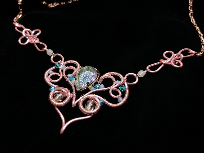 Mon cœur【我的挚爱】Ms.Beasty怪物小姐- 金属线系列 love 爱情 - 项链 - 铜/黄铜 粉红色