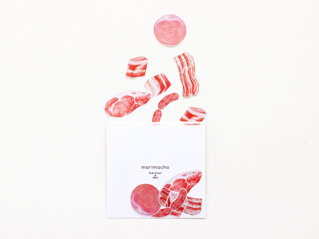 Illustration Flakes Seal -Meat- - 贴纸 - 纸 粉红色
