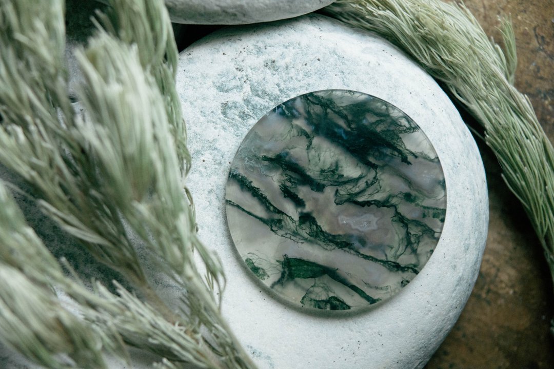 LICHEN 矿石系列-苔藓玛瑙 Moss Agate - 摆饰 - 玉石 绿色