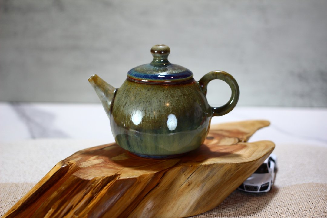 【沐春生活】180ml 柴烧茶壶 天目釉烧 纯手工制 名家叶敏祥作品 - 茶具/茶杯 - 瓷 