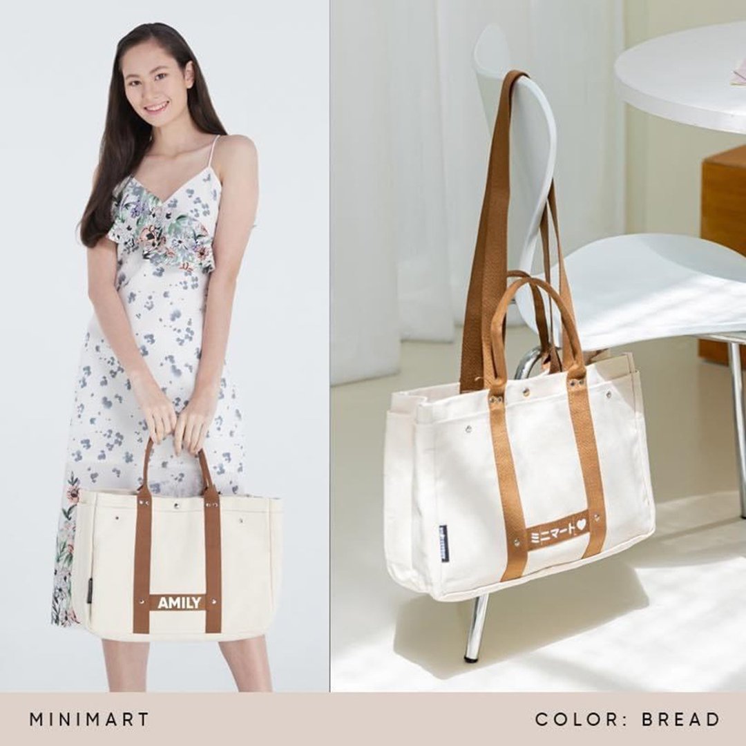 Minimart Bag Brownwhite - 手提包/手提袋 - 棉．麻 