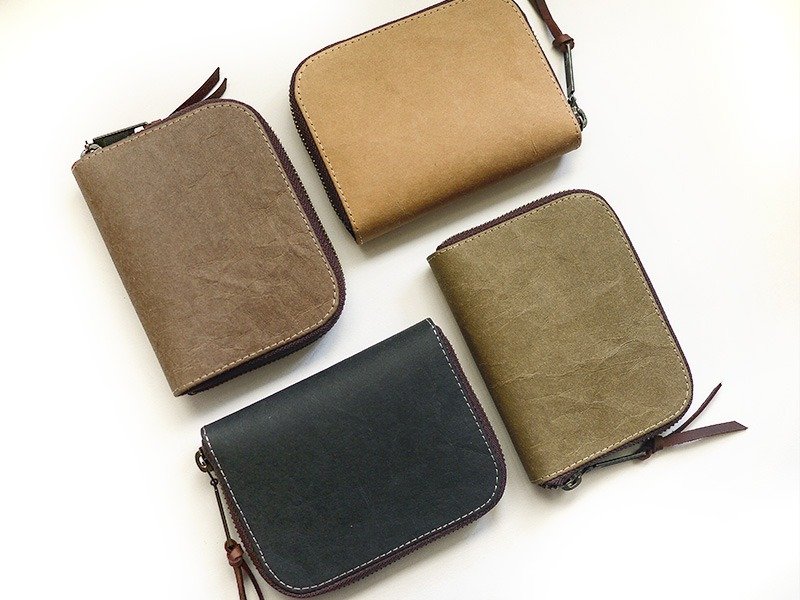 【开运钱包】水洗牛皮纸经典短夹/皮夹/零钱包(四色) - 皮夹/钱包 - 纸 多色