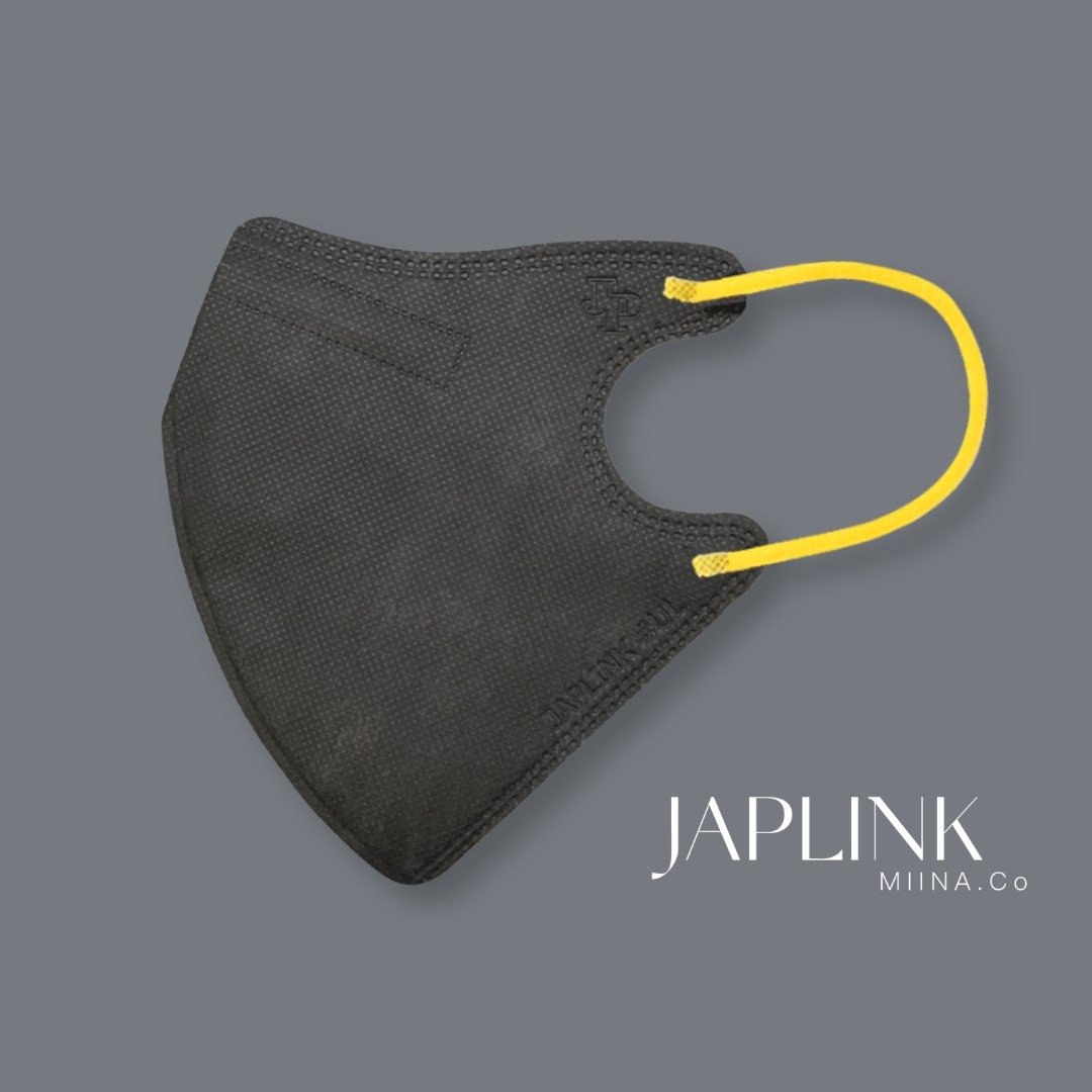 【加大】JAPLINK MASK【D2 / N95】 立体口罩- 黑灰x黄 - 口罩 - 聚酯纤维 黑色