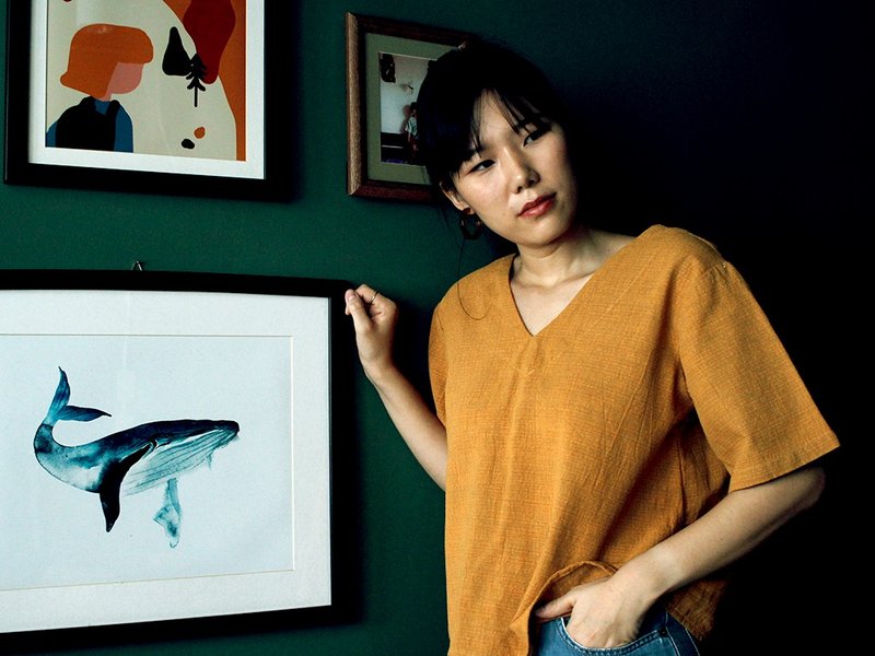 Mali : Pumpkin Yellow V-Neck Relaxed Top - 女装上衣 - 棉．麻 黄色