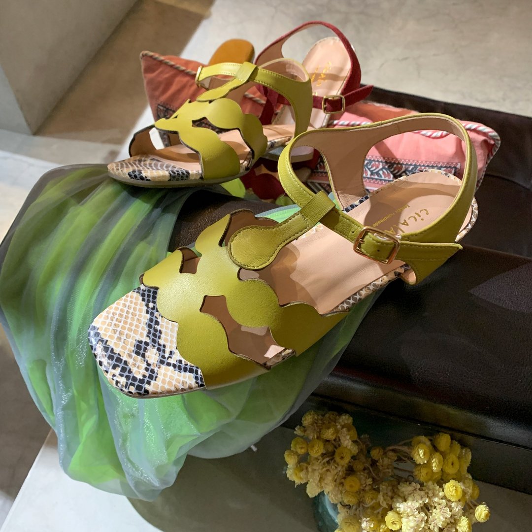8611 抹茶波提 甜甜圈凉鞋 - 男女凉鞋 - 真皮 绿色