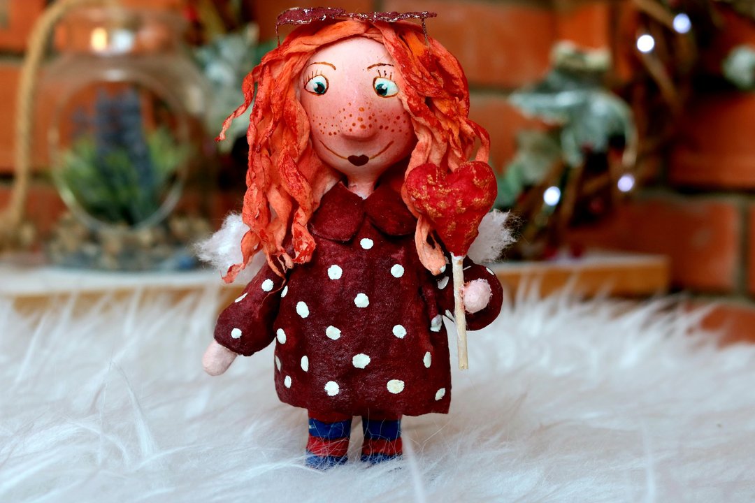 Loved angel, pink glasses, St. Valentine's Day, spun cotton toys, eco-friendly - 其他 - 棉．麻 红色
