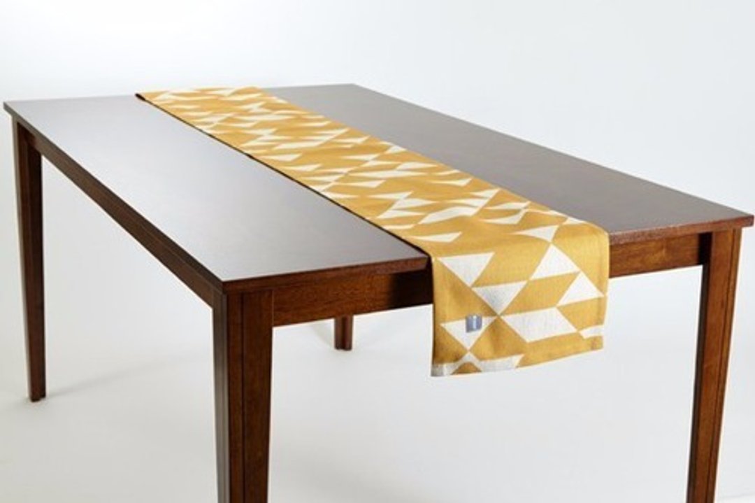 Table Runner Scandinavian Yellow Mustard Diamond Natural Linen 183 × 30cm jubileetabletr011 - 杯垫 - 棉 