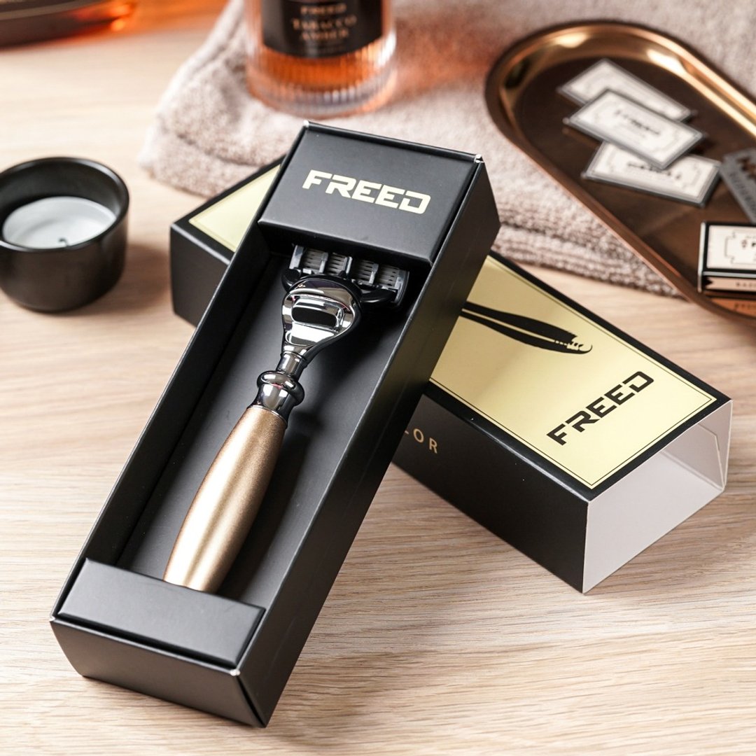 【FREED】一周年纪念款 - 五刀式刮胡刀 - 阿波罗 定制化刻字 - 男性清洁护肤品 - 其他金属 金色