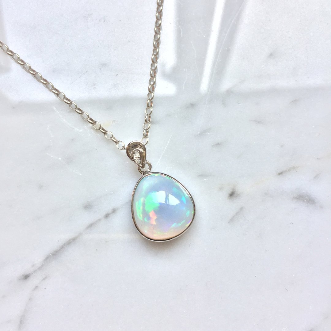 *ONLY ONE* ♦NINA SHIH JEWELRY ♦云彩::蛋白石Opal多彩纯银项链 - 项链 - 宝石 多色