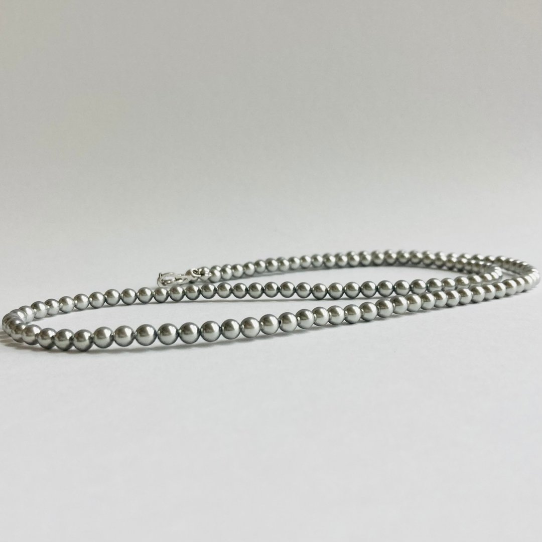 贝壳宝宝珍珠matinee项链 / 4mm 约60cm / 银灰色 / R / made in japan - 项链 - 贝壳 银色