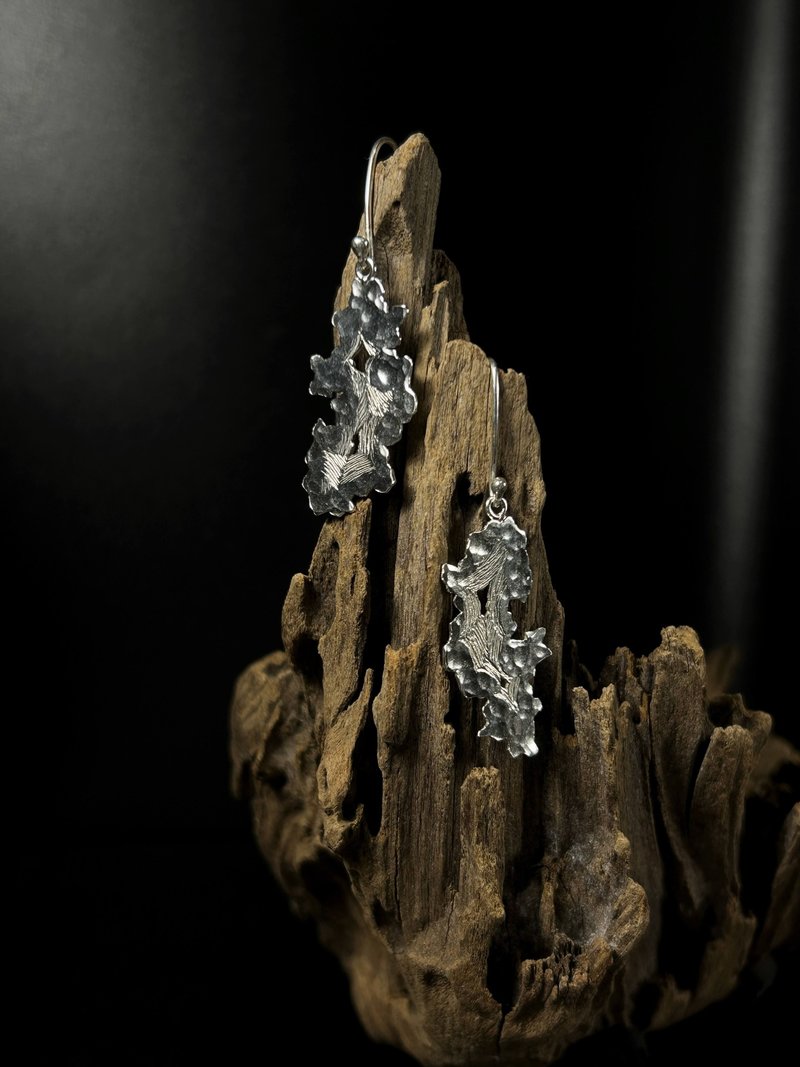 剖面耳饰 - 带妆抹挠No.3 - 耳环/耳夹 - 纯银 银色