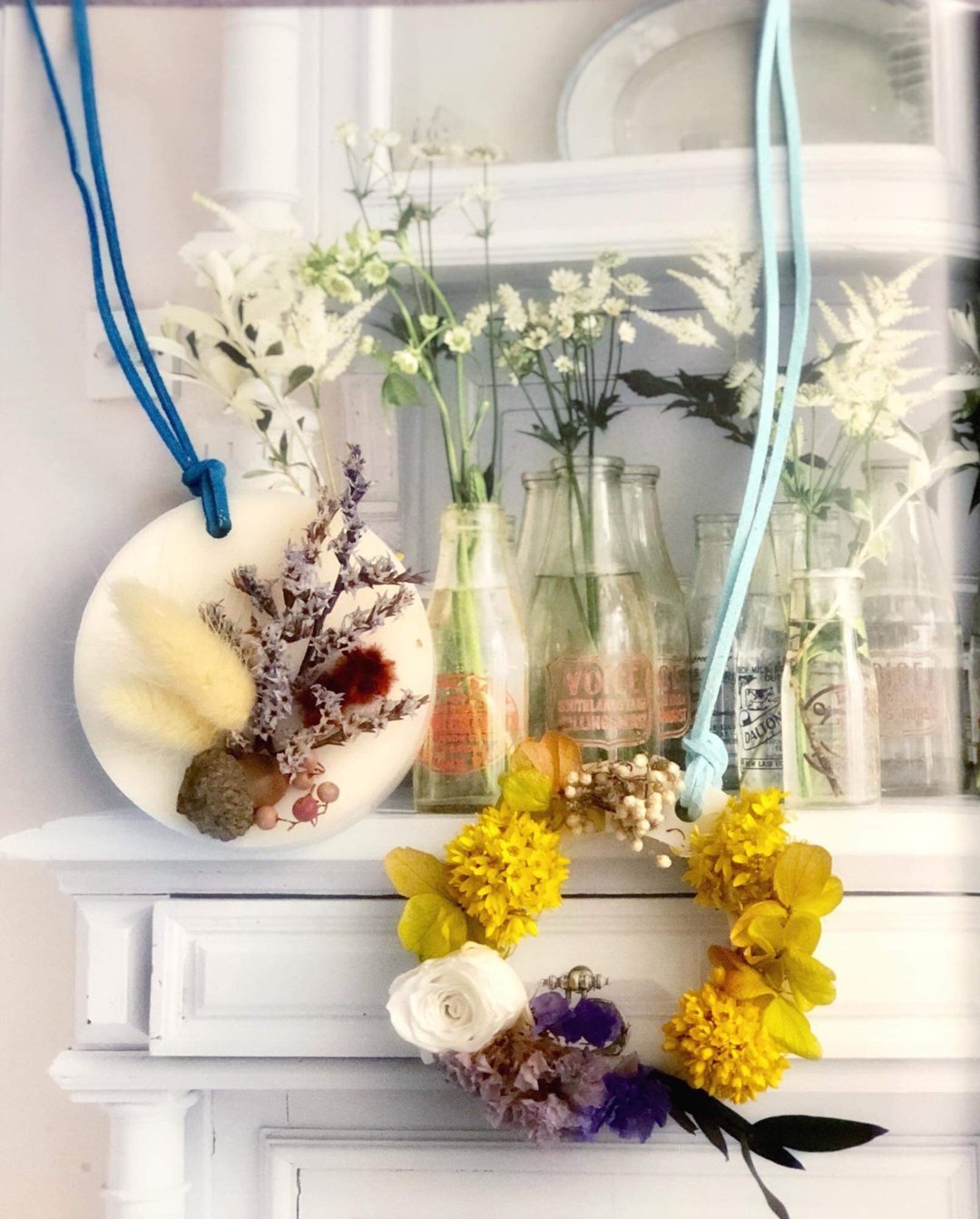 花草香氛片 定制礼物 天然大豆蜡蠋 干燥花 handmade candle - 蜡烛/烛台 - 蜡 多色
