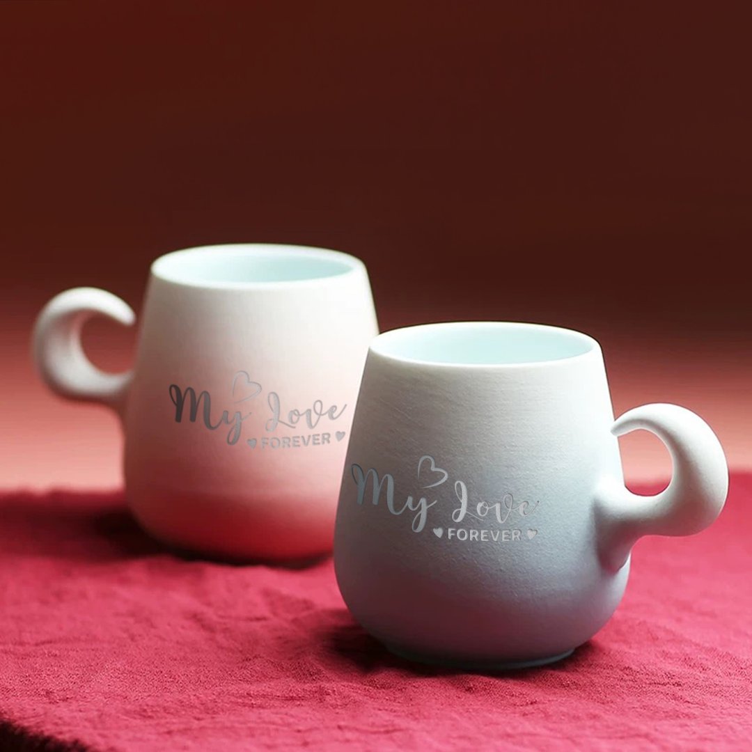 【定制化象牙杯】创意把手咖啡杯 订制刻字 结婚情侣陶瓷马克杯 - 咖啡杯/马克杯 - 瓷 多色