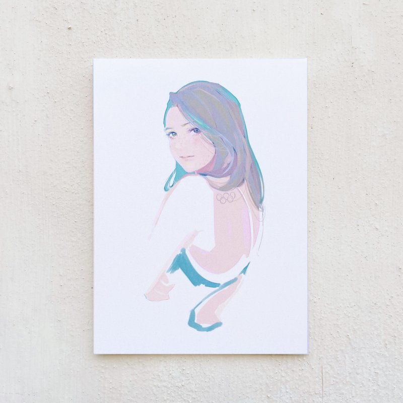 Alice Hobbey 何诗蓓Siobhan 单面水彩人像插画明信片 Postcard - 卡片/明信片 - 纸 多色