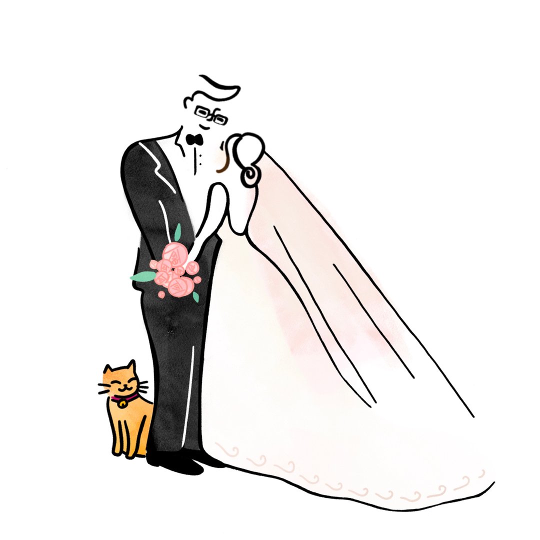 【定制】时尚可爱卡通婚纱似颜绘 - 电子手绘真人画像/绘画/插画 - 其他材质 