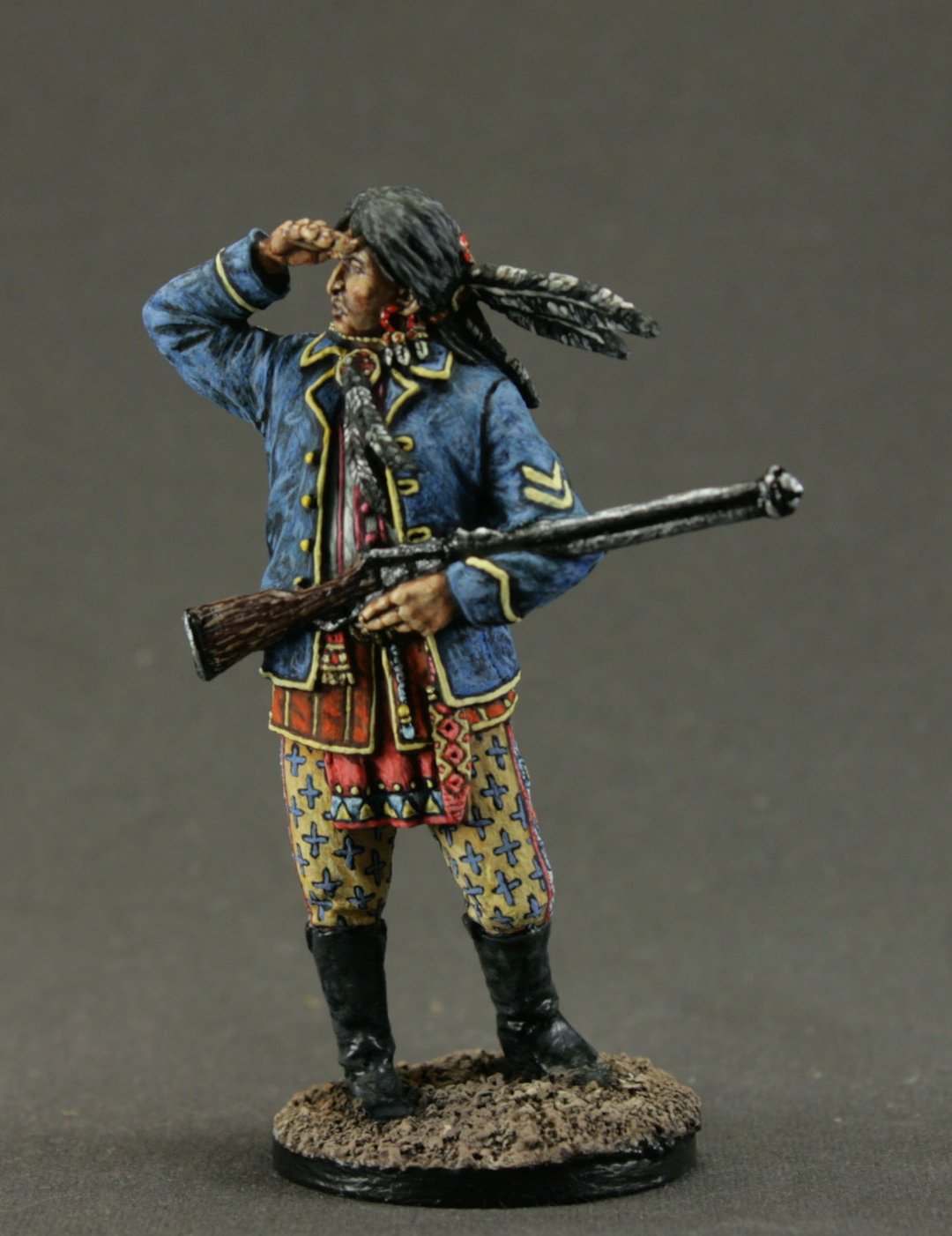 American Indians Hand Painted Toy tin soldier 54 mm. Home Decor. unique gift - 玩偶/公仔 - 其他金属 蓝色