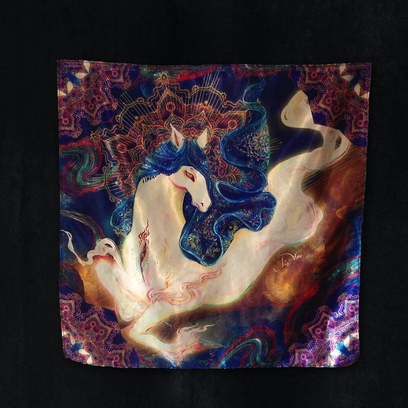 【绣魂】貅 亮缎布巾 - 丝巾 - 聚酯纤维 