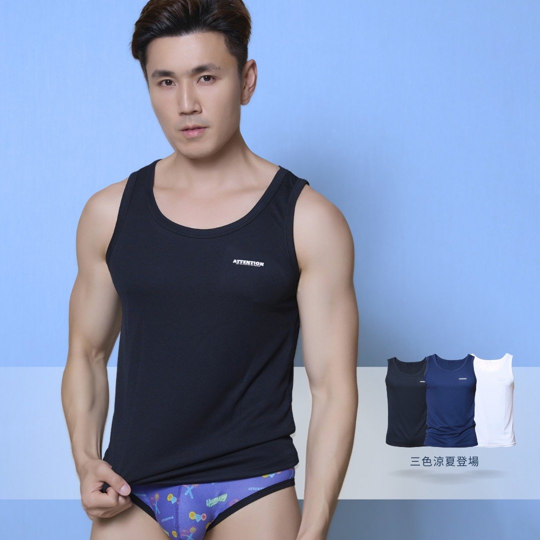 AttentionWear凉感吸湿排汗运动休闲背心【黑色】│爆款 男背心 - 男装背心 - 聚酯纤维 黑色