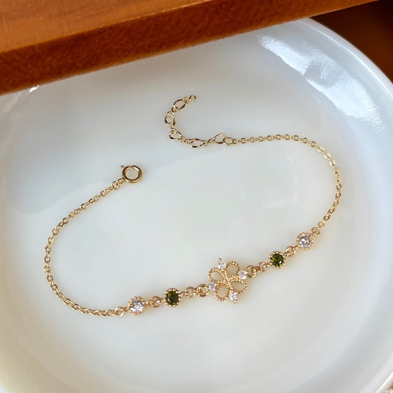 14K包金 橄榄绿幸运草手链 手环 14kgf - 手链/手环 - 其他材质 绿色