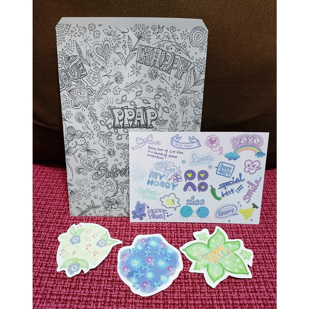 PPAP 秘密花园系列  涂鸦信封经典黑白款 明信片 卡片信封套 A款 - 信封/信纸 - 纸 黑色