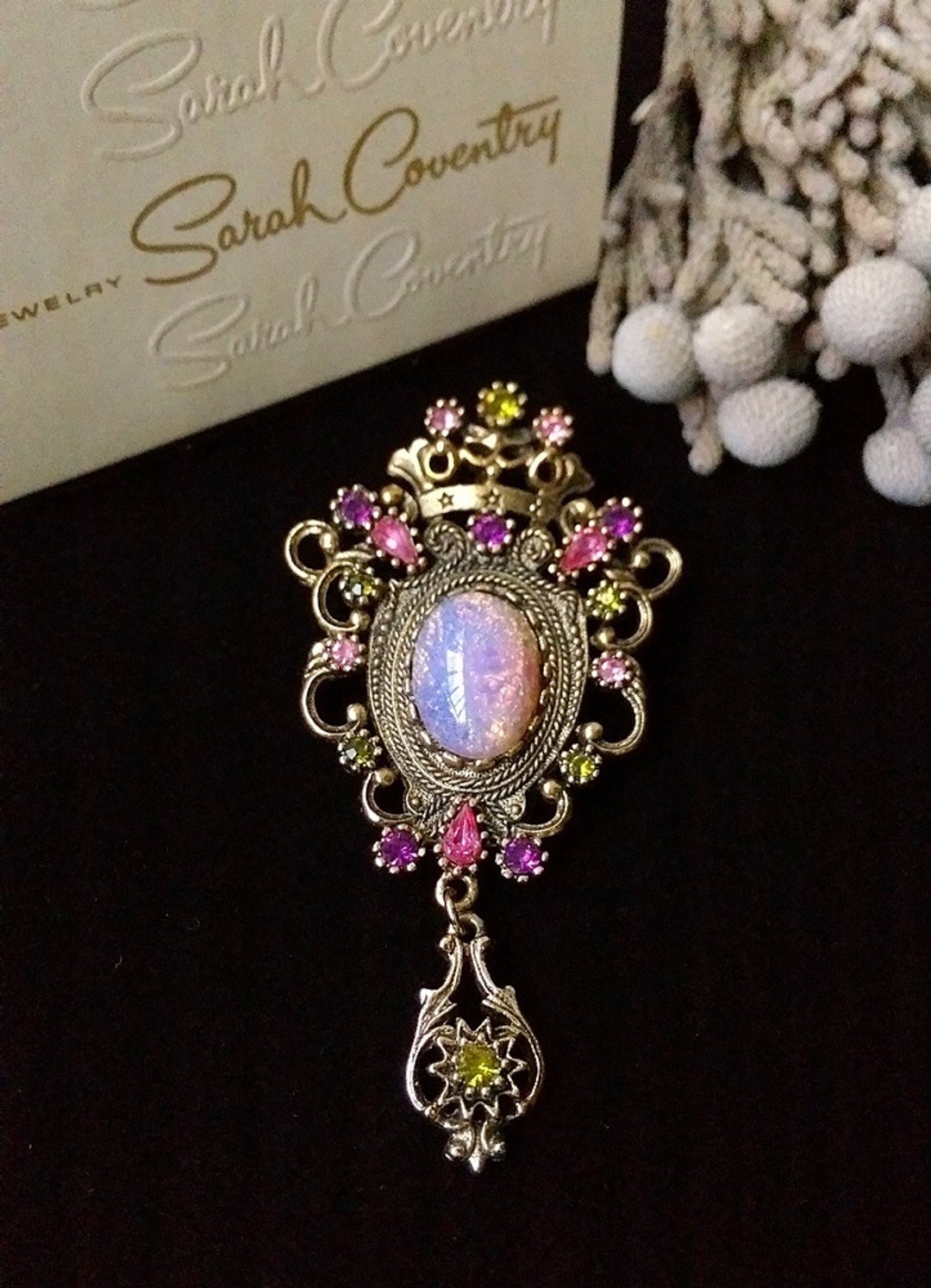 【Vintage Jewelry】1970's  Sarah Cov维多利亚粉嫩蛋白别针坠子 - 徽章/别针 - 其他金属 粉红色