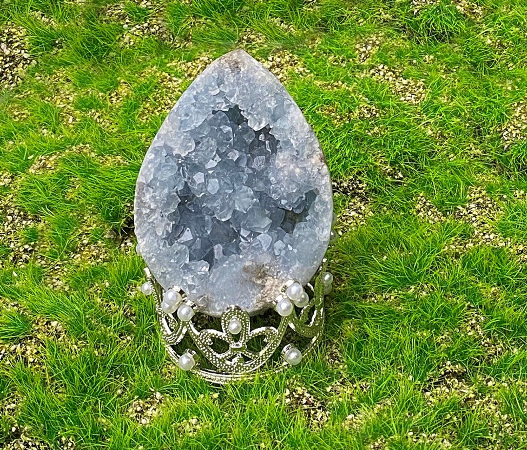 天然原矿清透蓝雨滴天青石 蓝水晶 家居 办公室 疗愈可消磁手链 - 其他 - 水晶 蓝色
