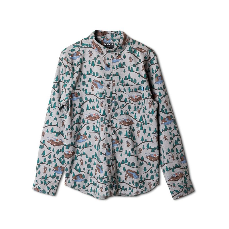 【KAVU】Linden 有机棉印花长袖衬衫 大脚怪在哪里 #5109 - 男装衬衫 - 棉．麻 多色