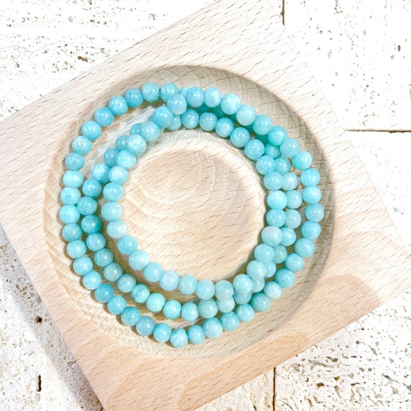 拥有希望之石的天河石 三圈手串 生日礼物 母亲节 好运 贵人运 - 手链/手环 - 水晶 蓝色