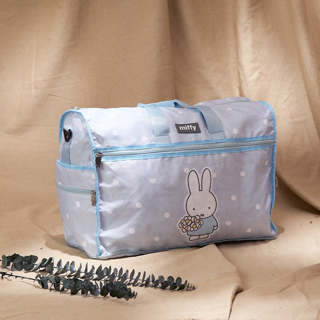 【Pinkoi x miffy】可收纳折叠旅行袋 行李袋-蓝 - 行李箱/行李箱保护套 - 聚酯纤维 蓝色