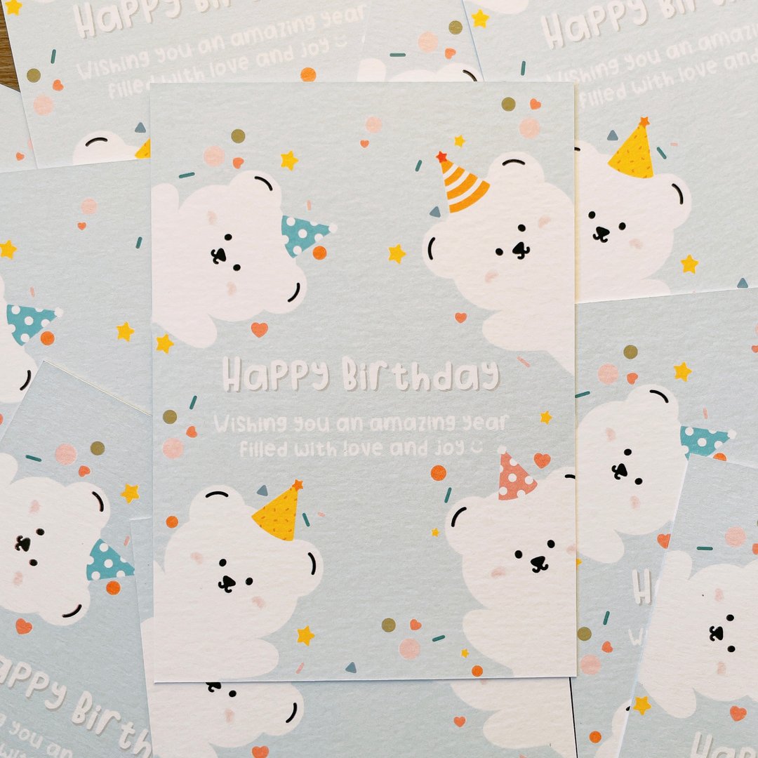 #37 _smallthings 白丸生日卡(粉蓝) - 卡片/明信片 - 纸 蓝色