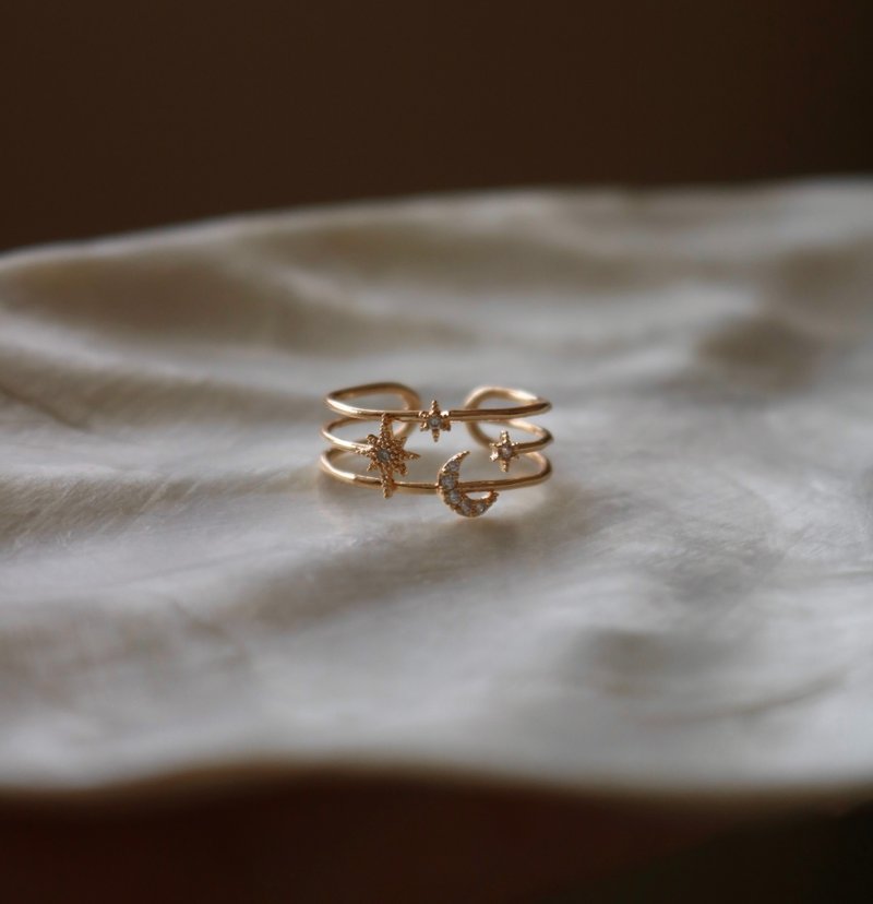 日月星辰 - 戒指 - 半宝石 金色