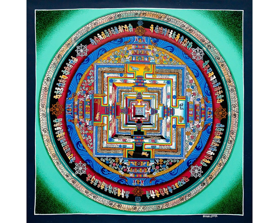 藏传卡拉查克拉曼陀罗唐卡 – 宇宙能量之轮 - 墙贴/壁贴 - 其他材质 多色