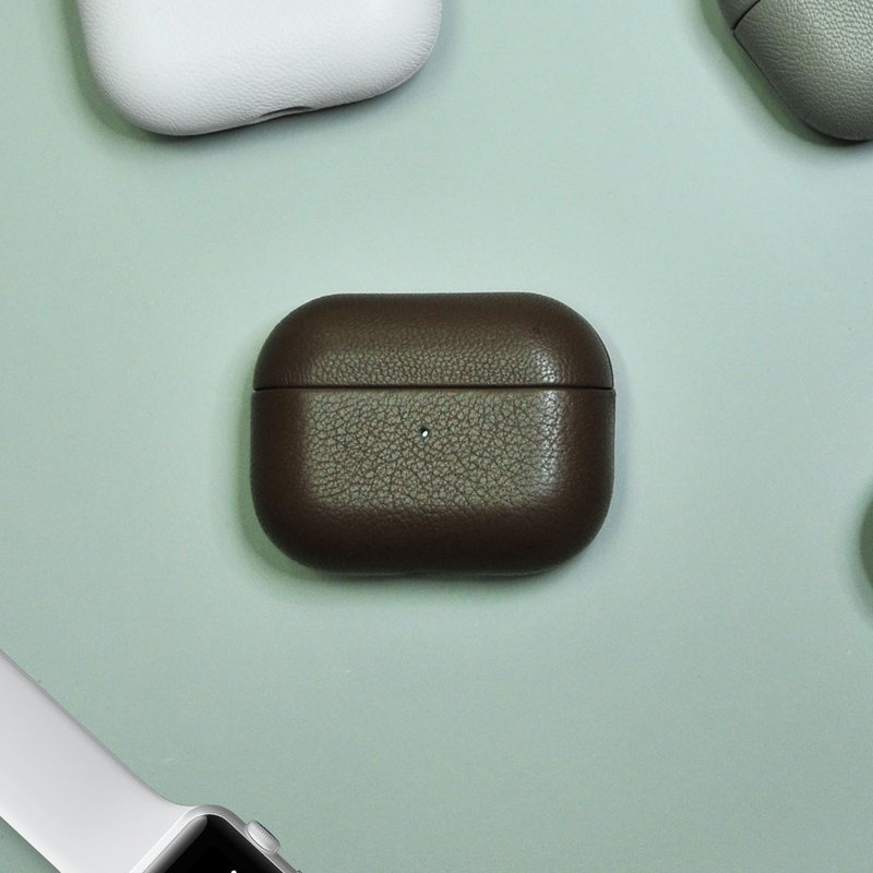 AirPods 3/4/Pro/Pro2 真皮 耳机保护壳 Coffee 咖啡 烙印名字 - 耳机 - 真皮 咖啡色