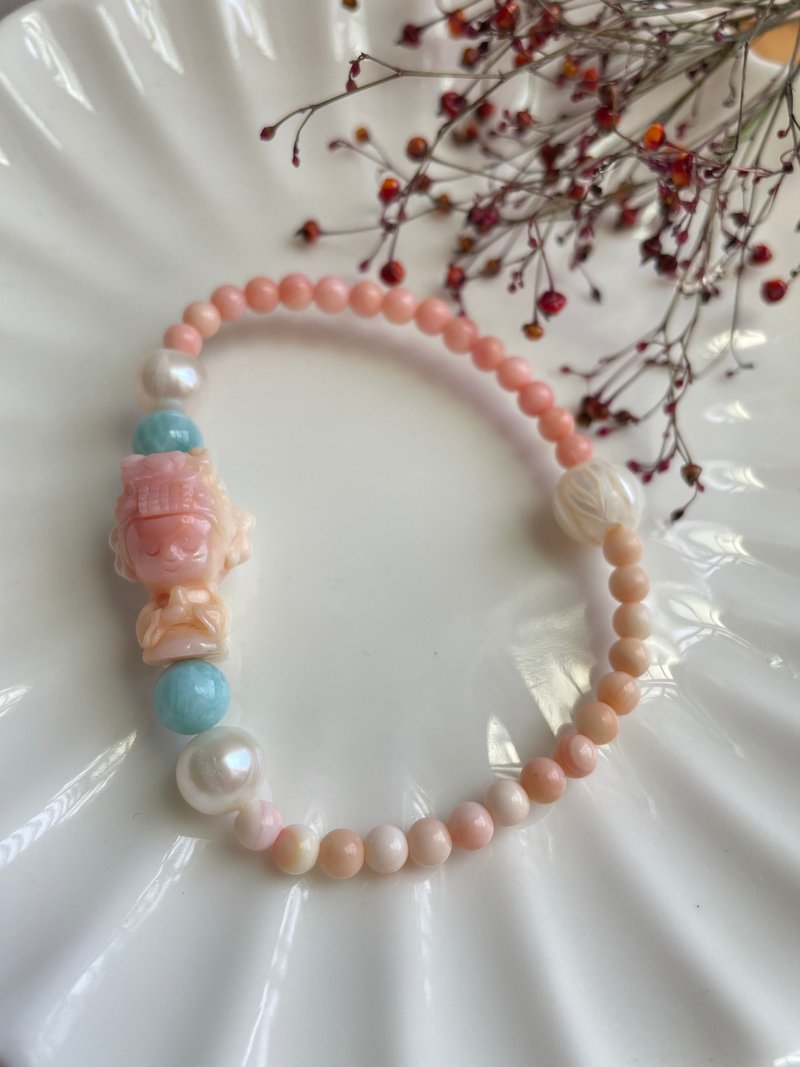 海上女神  女王贝女皇贝海纹石珍珠手串手链 - 手链/手环 - 贝壳 粉红色