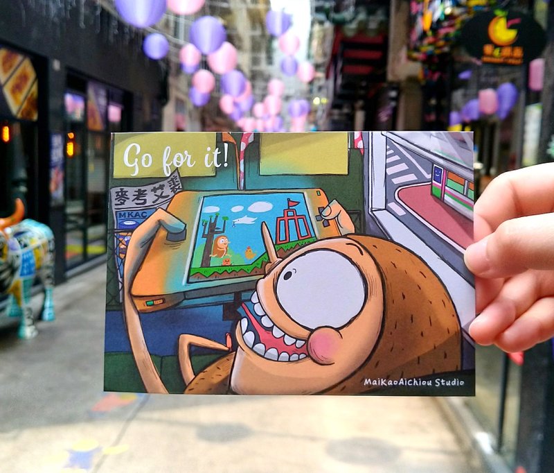 明信片【花生John Go For It !】万用卡片 / 打气勉励 / MKAC - 卡片/明信片 - 纸 绿色