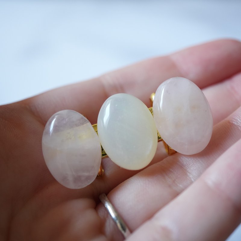 蔷薇石英与贝壳纹树脂三连腰带扣 - 其他 - 宝石 粉红色