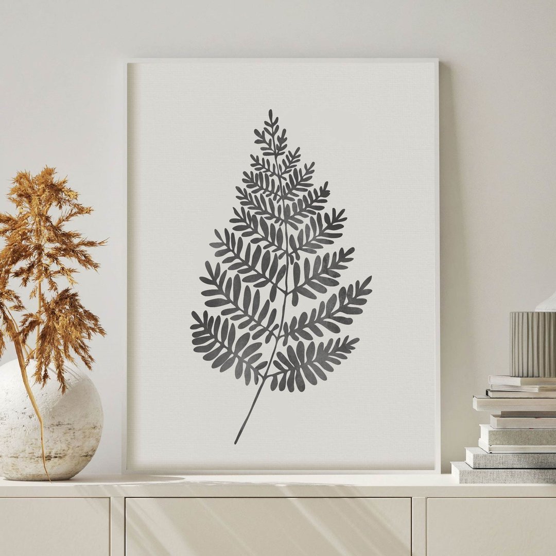 Botanical art, fern, watercolor art, black decor, black and white, jpg file, - 海报/装饰画/版画 - 其他材质 黑色