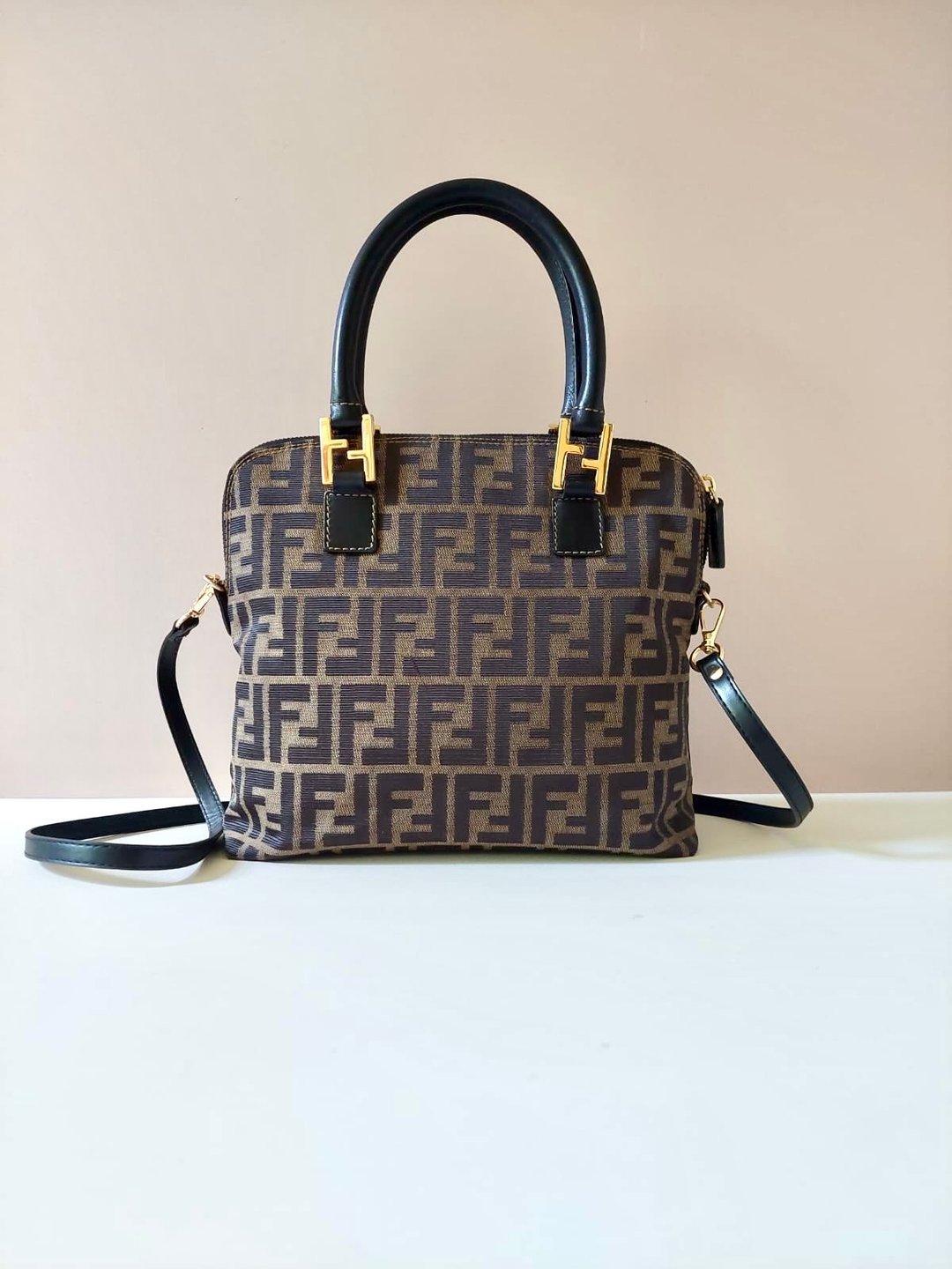 中古包 Fendi 小贝壳黑咖啡色老花单肩包 侧背包 斜背包 二手包 - 侧背包/斜挎包 - 真皮 咖啡色