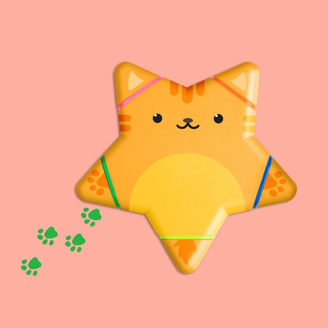 英国 Mustard 脚印萤光笔 - 小橘猫 - 其他书写用品 - 塑料 