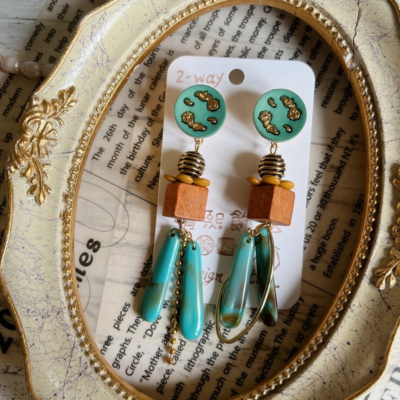 wow Handmade-地图 2way钮扣耳环 - 耳环/耳夹 - 其他材质 