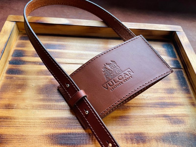 【 手提杯套 CupHolder】真皮饮料提袋 意大利牛皮 可无印 冰霸杯 - 随行杯提袋/水壶袋 - 真皮 