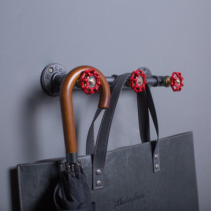 工业风水管毛巾架 挂钩 衣帽架玄关收纳架 - 衣架/挂勾 - 其他金属 咖啡色