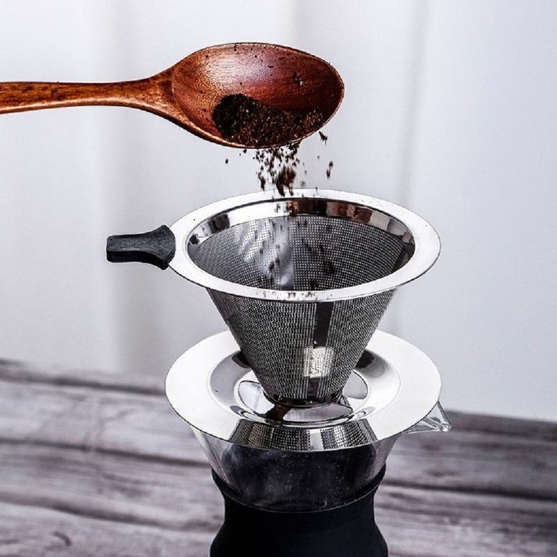 GELLIS加厚28.5%12.34cm 4孔分流300目免滤纸防烫304双层咖啡滤网 - 其他 - 不锈钢 银色